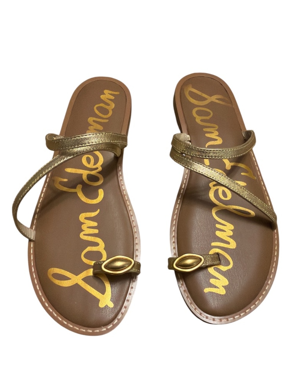 Sam Edelman Harlyn Gold Metallic Toe Ring Sandals NWOB 8.5